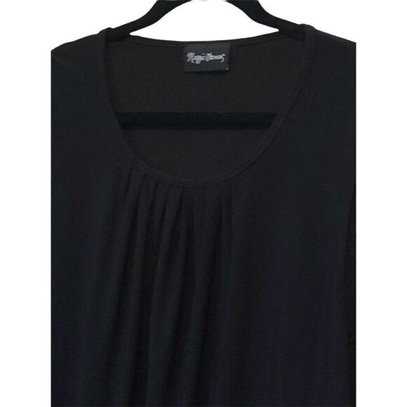 Maggie Barnes Black Smocked Sleeveless Tank Top Shirt Plus Size OX - Picture 2 of 2